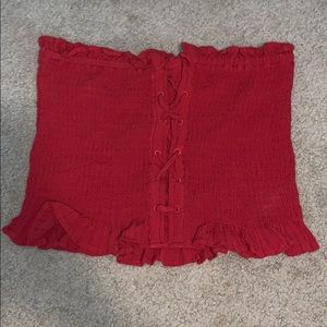 Tie up stretchy cropped tube top